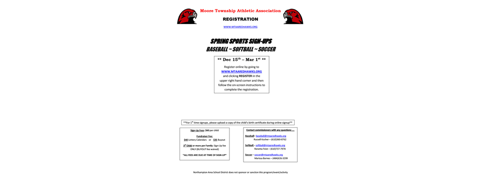 Spring 2023 Sports Signups